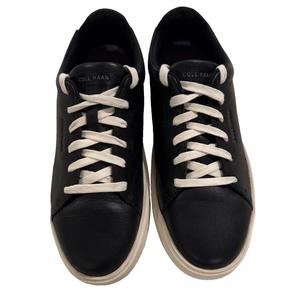 Cole Haan GrandPro black leather lace up low top sneakers Women’s 9 athleisure - Picture 1 of 8